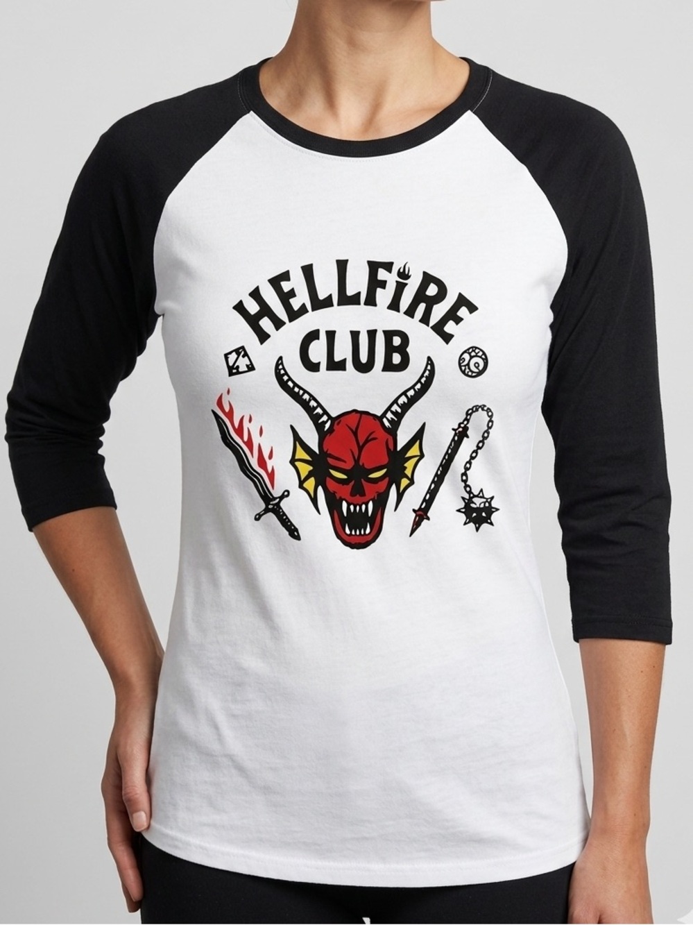 Hellfire Club Stranger Things Raglan Baseball Tee - Size S